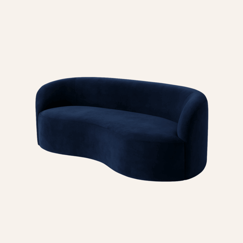 Sofá Curvo Velvet Azul Medianoche